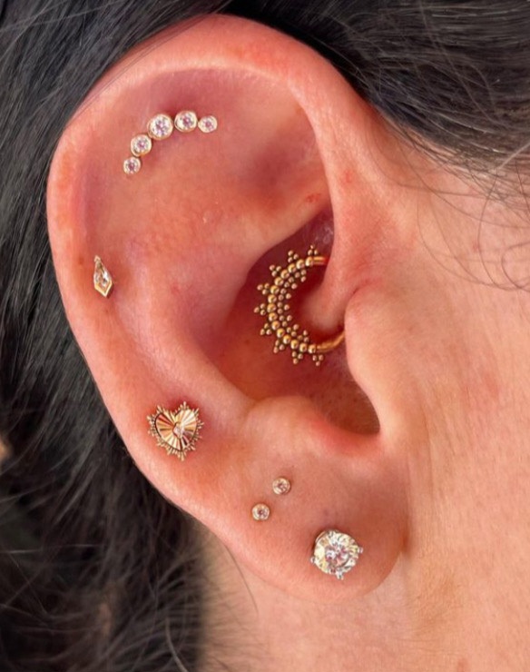 closeup shot of a ear with piercing